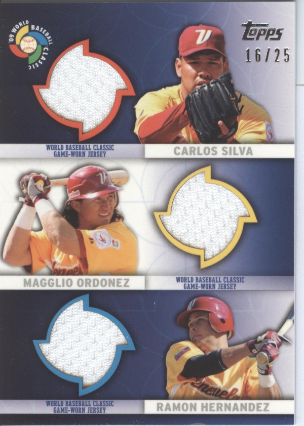 2009 Topps Update WBC Stitches Triple #SOH Carlos Silva/Magglio Ordonez/Ramon Hernandez