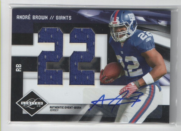 2009 Limited Rookie Jumbo Jerseys Autographs Jersey Number #9 Andre Brown