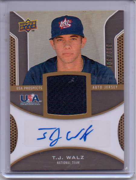 2009 Upper Deck Signature Stars USA Star Prospects Jersey Autographs #WA T.J. Walz