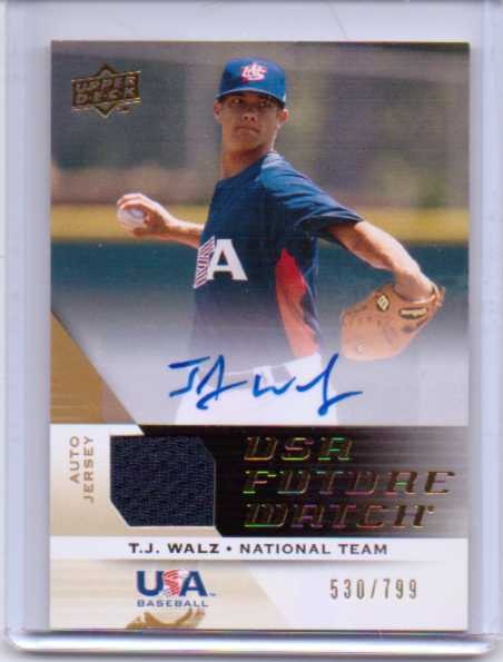 2009 Upper Deck Signature Stars USA National Team Future Watch Jersey Autographs #11 T.J. Walz/799