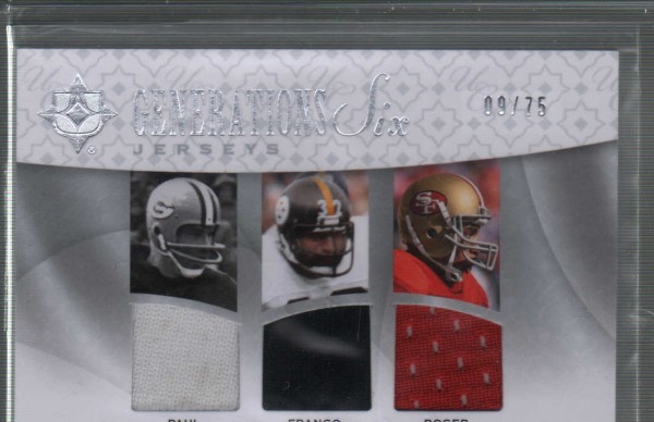2009 Ultimate Collection Ultimate Generations Six Jerseys #2 Adrian Peterson/Emmitt Smith/Franco Harris/Knowshon Moreno/Paul Hornung/Roger Craig