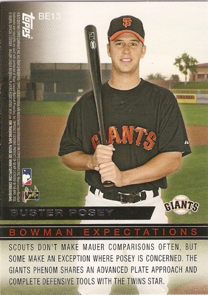 2010 Bowman Expectations #BE13 Joe Mauer/Buster Posey