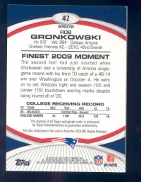 2010 Finest Rookie Patch Autographs Black Refractors #42 Rob Gronkowski back image
