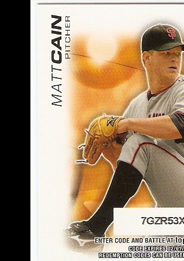 2010 Topps Update Attax Code Cards #70 Matt Cain