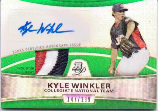 2010 Bowman Platinum Relic Autographs Green Refractors #KW Kyle Winkler
