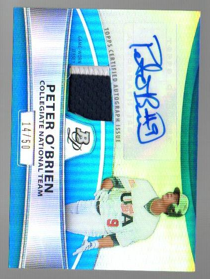 2010 Bowman Platinum Relic Autographs Blue Refractors #PO Peter O'Brien