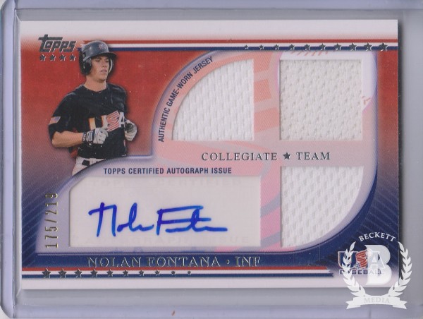 2010 USA Baseball Triple Jersey Autographs #NF Nolan Fontana