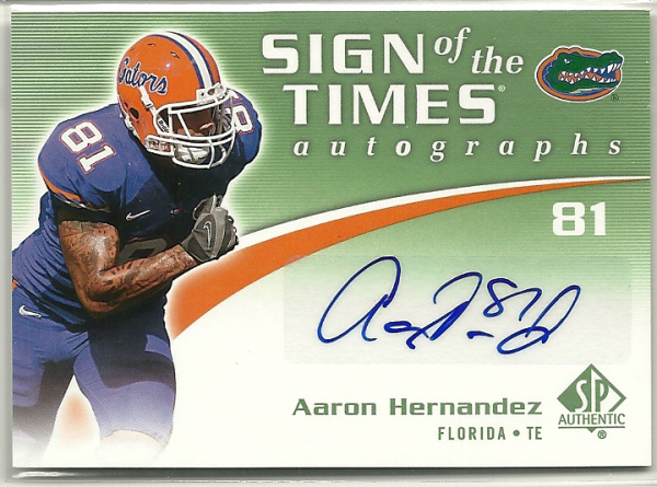 2010 SP Authentic Sign of the Times #AH Aaron Hernandez