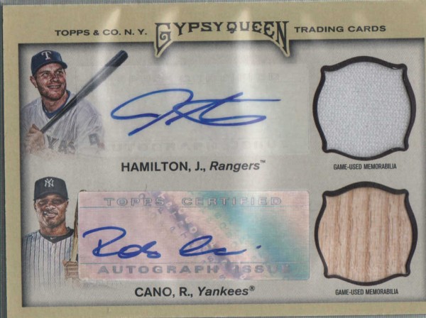 2011 Topps Gypsy Queen Dual Relic Autographs #HC Josh Hamilton/Robinson Cano