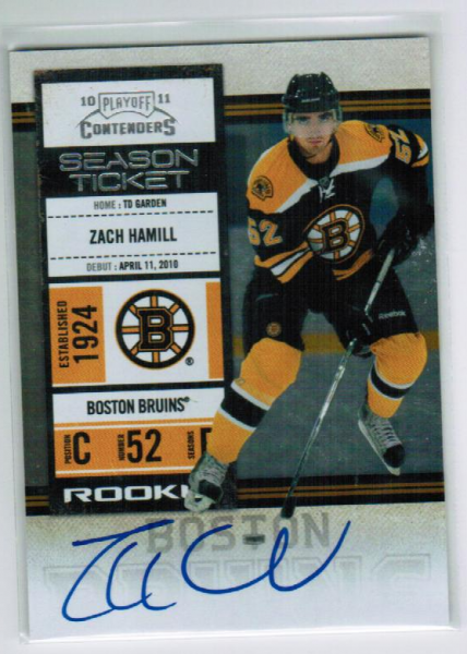 2010-11 Playoff Contenders #121 Zach Hamill AU RC