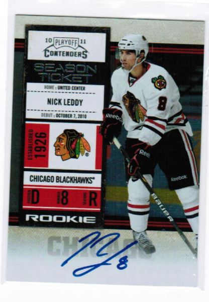 2010-11 Playoff Contenders #127 Nick Leddy AU RC