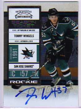 2010-11 Playoff Contenders #159 Tommy Wingels AU RC