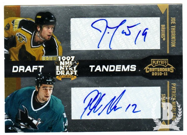 2010-11 Playoff Contenders Draft Tandems Autographs #12 Patrick Marleau/Joe Thornton