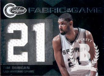 2010-11 Totally Certified Fabric of the Game Jumbo Jersey Number #19 Tim Duncan/299