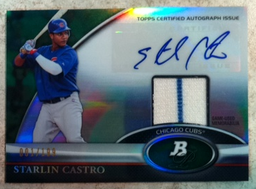 2011 Bowman Platinum Relic Autograph Green Refractors #SC Starlin Castro