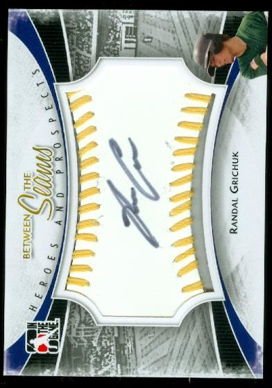 2011 ITG Heroes and Prospects Between the Seams Autographs Gold #RG Randal Grichuk S2
