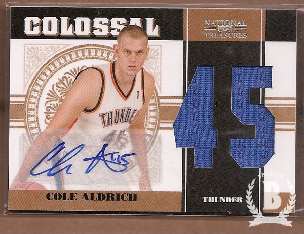 2010-11 Playoff National Treasures Colossal Materials Jersey Numbers Signatures #36 Cole Aldrich/49
