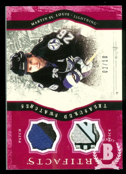 2011-12 Artifacts Treasured Swatches Patches Sticks Red #TSMS Martin St. Louis