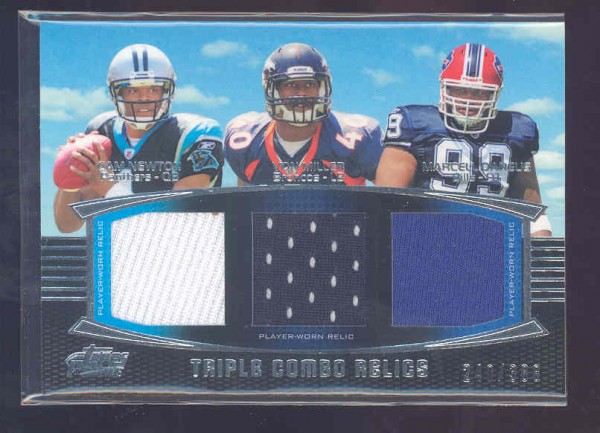 2011 Topps Prime Triple Relics #NMD Cam Newton/Von Miller/Marcell Dareus