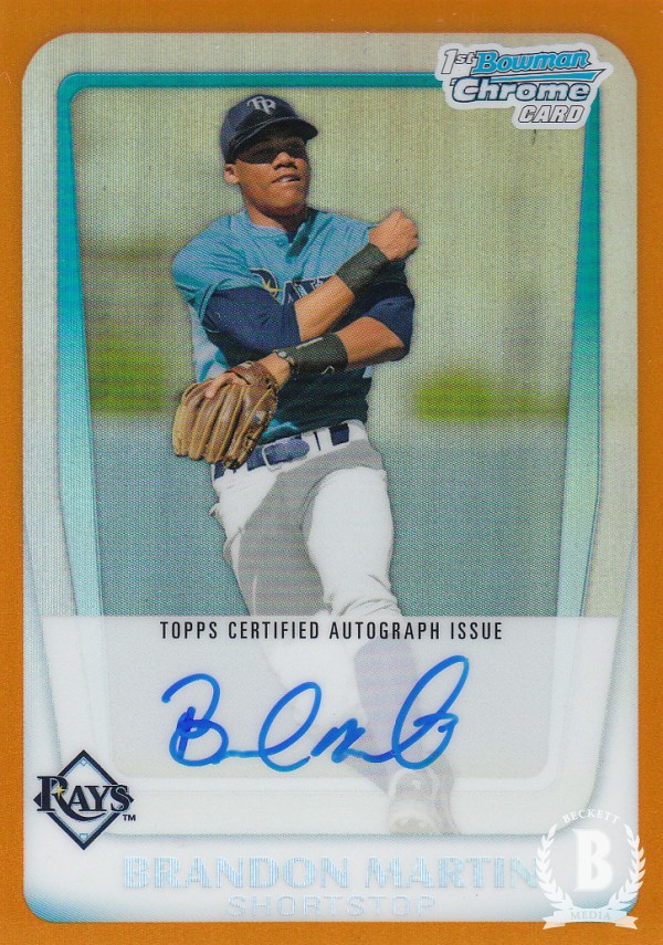 2011 Bowman Chrome Draft Prospect Autographs Orange Refractors #BM Brandon Martin