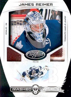 2011-12 Certified Masked Marvels Materials Prime #9 James Reimer