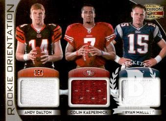 2011 Panini Gridiron Gear Rookie Orientation Materials Triple #5 Andy Dalton/Colin Kaepernick/Ryan Mallett