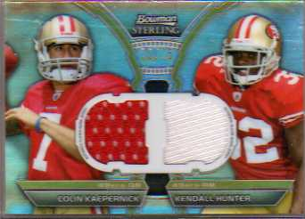 2011 Bowman Sterling Dual Jersey Box Topper Refractors #BSDRKH Colin Kaepernick/Kendall Hunter