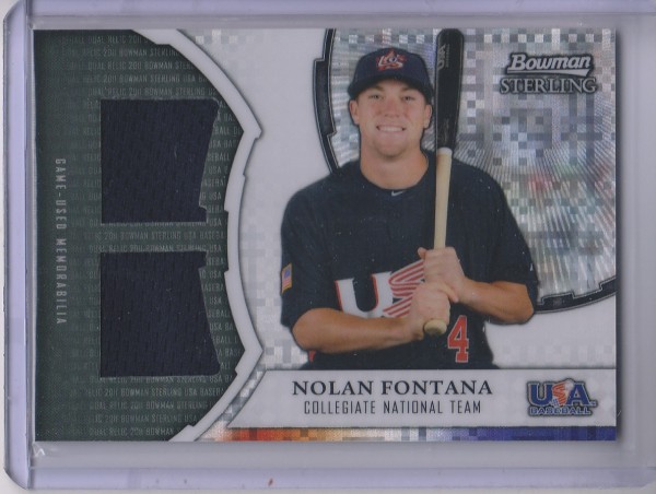 2011 Bowman Sterling USA Baseball Dual Relic X-Fractors #NF Nolan Fontana