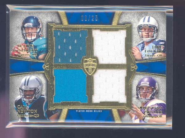 2011 Topps Supreme Rookie Relic Quad Combos #GLNP Blaine Gabbert/Jake Locker/Cam Newton/Christian Ponder