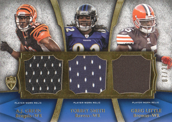 2011 Topps Supreme Six Piece Relics #3 A.J. Green/Torrey Smith/Greg Little/Titus Young/Leonard Hankerson/Austin Pettis