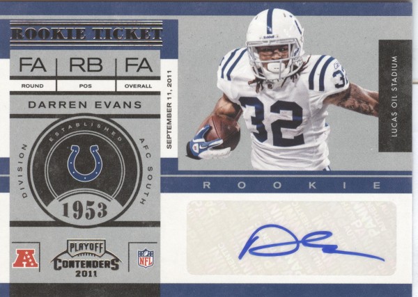 2011 Playoff Contenders #126 Darren Evans AU RC