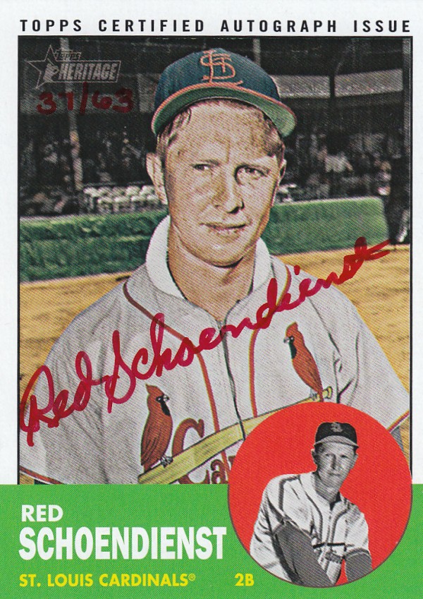 2012 Topps Heritage Real One Autographs Red Ink #RS Red Schoendienst