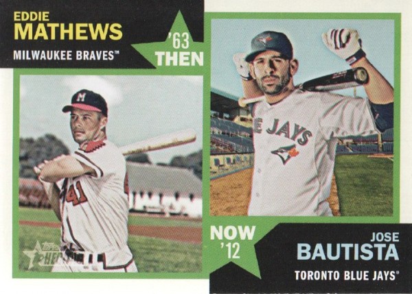 2012 Topps Heritage Then and Now #MB Eddie Mathews/Jose Bautista