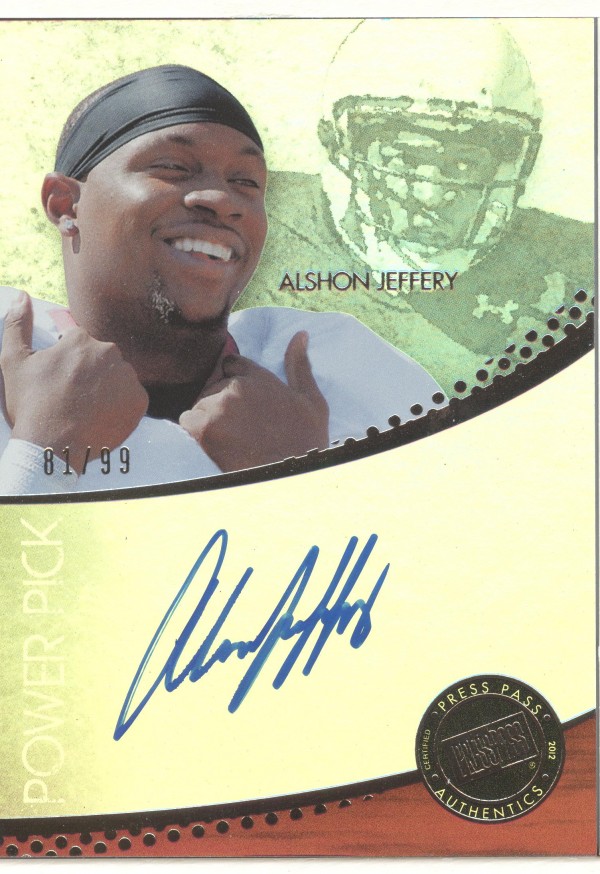 2012 Press Pass Power Pick Autographs Silver #AJ Alshon Jeffery