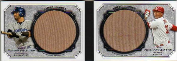 2012 Topps Museum Collection Jumbo Lumber Dual #BBJ Jose Bautista/Jay Bruce