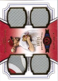 2012 Topps Museum Collection Primary Pieces Quad Relics Gold 25 #CL Cliff Lee