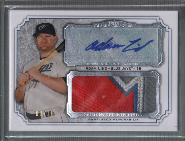 2012 Topps Museum Collection Momentous Material Jumbo Relic Autographs #AL Adam Lind