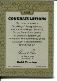 2012 Sportkings Autographs Gold #ASL1 Sammy Lee back image