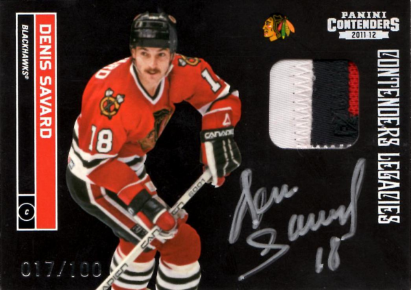 2011-12 Panini Contenders Patch Autographs #152 Denis Savard/100