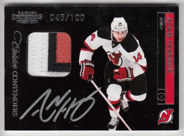 2011-12 Panini Contenders Patch Autographs #232 Adam Henrique/100