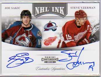 2011-12 Panini Contenders NHL Ink Duals #2 Joe Sakic SP/Steve Yzerman
