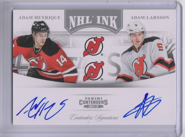 2011-12 Panini Contenders NHL Ink Duals #6 Adam Henrique/Adam Larsson