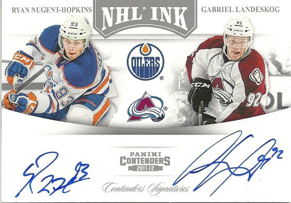 2011-12 Panini Contenders NHL Ink Duals #7 Ryan Nugent-Hopkins SP/Gabriel Landeskog