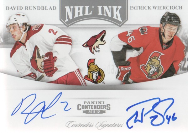 2011-12 Panini Contenders NHL Ink Duals #16 David Rundblad/Patrick Wiercioch
