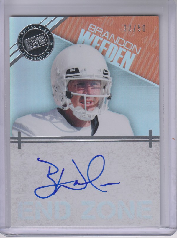 2012 Press Pass Showcase End Zone Autographs Silver #EZBW Brandon Weeden