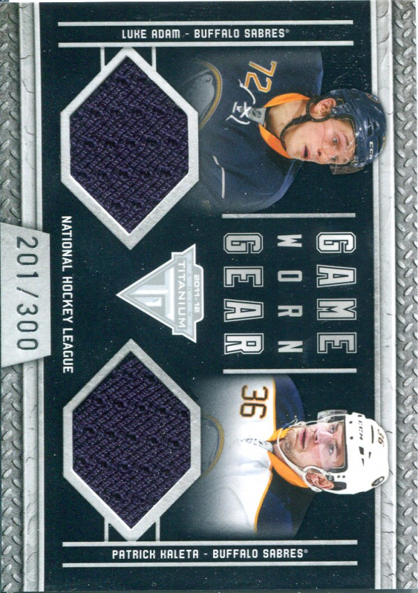 2011-12 Panini Titanium Game Worn Gear Dual Memorabilia #4 Luke Adam/Patrick Kaleta/300