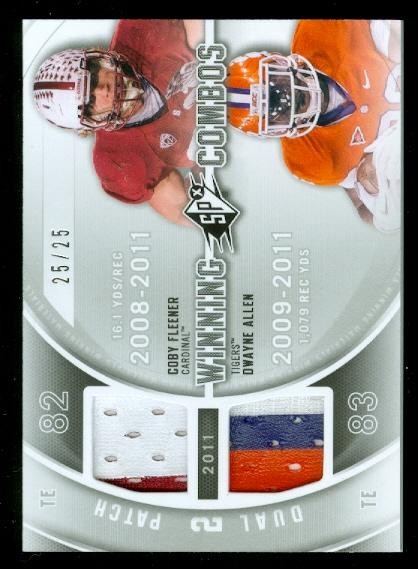 2012 SPx Winning Combos Dual Jerseys Patch #WM212 Coby Fleener/Dwayne Allen