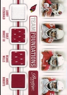 2012 Prestige Team Foundations Quad Materials #4 Larry Fitzgerald/249/Early Doucet III/Beanie Wells/Andre Roberts