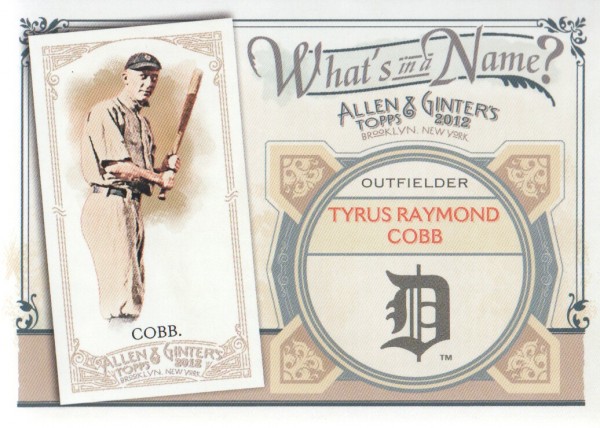 2012 Topps Allen and Ginter What's in a Name #WIN82 Tyrus Raymond Cobb