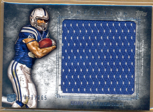 2012 Topps Inception Rookie Relics Jumbo Swatch #JRCF Coby Fleener/165